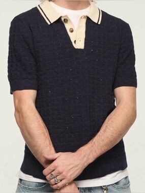 Lucky Brand Contrast Tip Polo Cadet Navy Blue XL BNWT